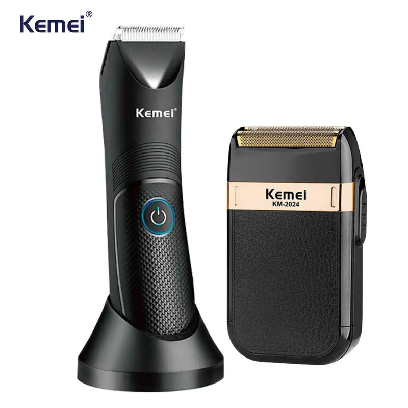 Kit Aparador À Prova D'agua Km-1838 + Barbeador Elétrico Km-2024 | Kemei ®