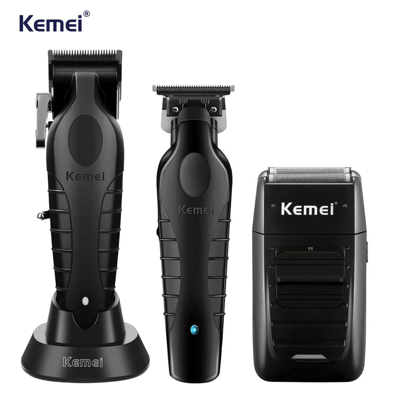 Kit Pro Máquina de Corte Km-2296 + Acabamento Km-2299 + Shaver 1102 | Kemei ®
