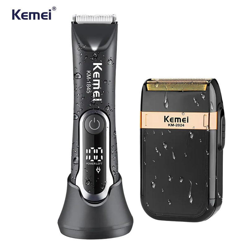 Aparador à Prova D'agua IPX7 Km-1845 + Shaver IPX4 Km-2024 | Kemei ®
