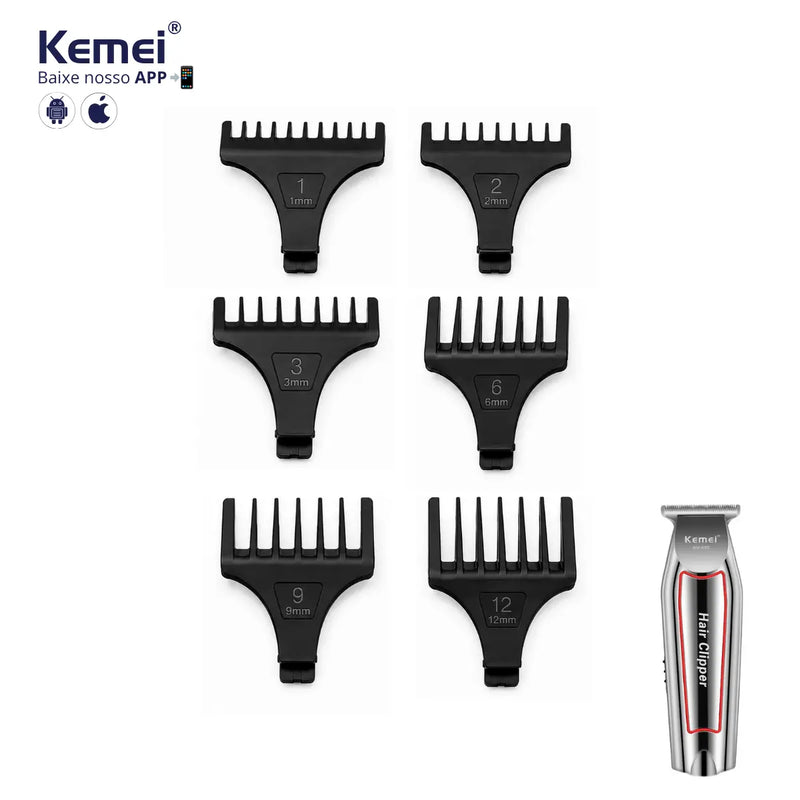 Kit com 6x Pentes 1 2 3 6 9 12mm Para Máquina Km-032 | Kemei ®