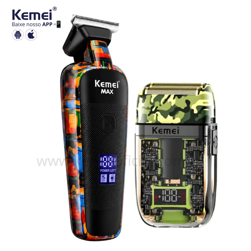 Kit Profissional Máquina de Acabamento Km-Max5090 + Shaver Km-TX7 | Kemei ®