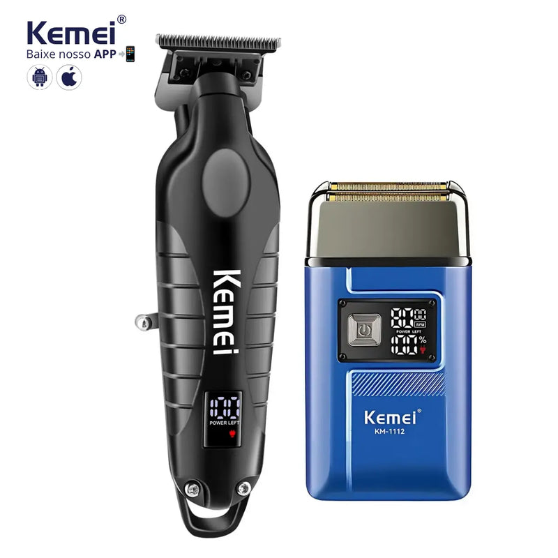 Kit Profissional Máquina de Acabamento Km-2293 + Shaver Km-1112 | Kemei ®