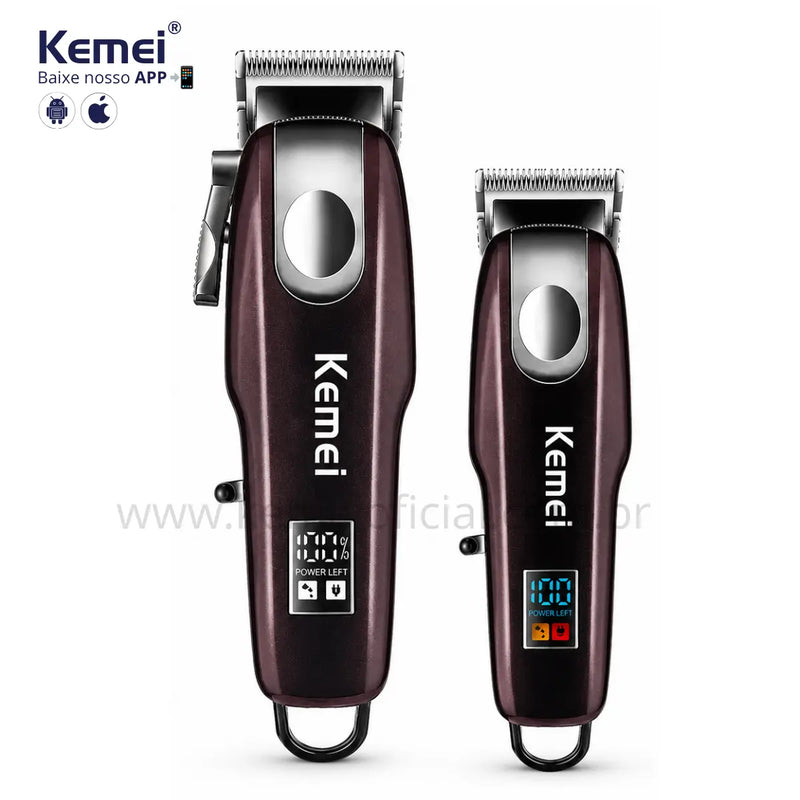 Kit Profissional 2x máquinas Corte + Acabamento Km-8526 | Kemei ®