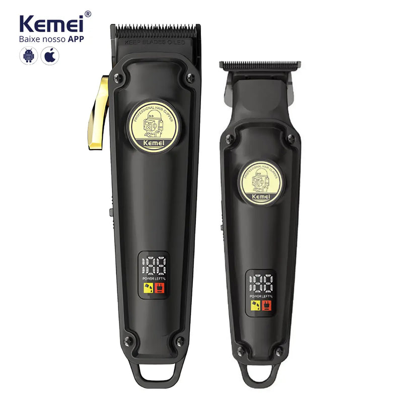 Kit Profissional Máquina de Corte 8w Km-2372 + Acabamento Km-2371 | Kemei ®