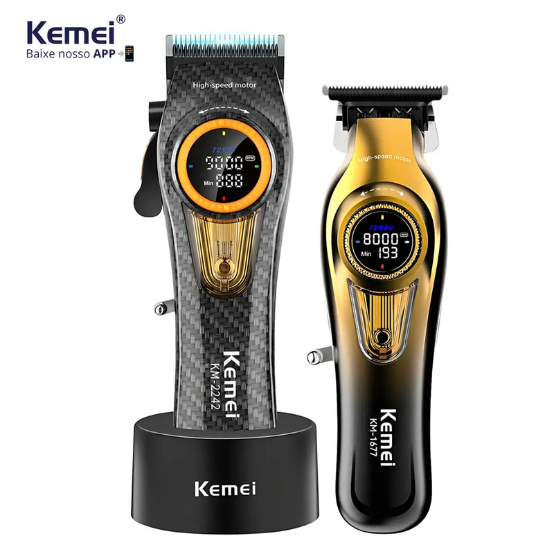 Kit Profissional Máquina de Corte Km-2242 + Acabamento Km-1677 | Kemei ®