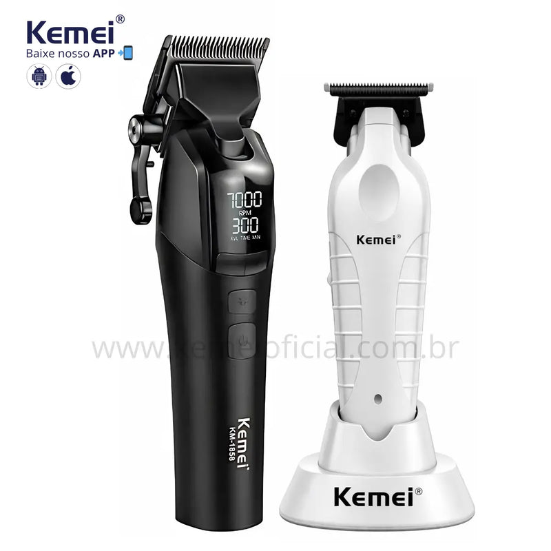 Kit Profissional Máquina de Corte 10w Km-1858 + Acabamento Km-2299 | Kemei ®