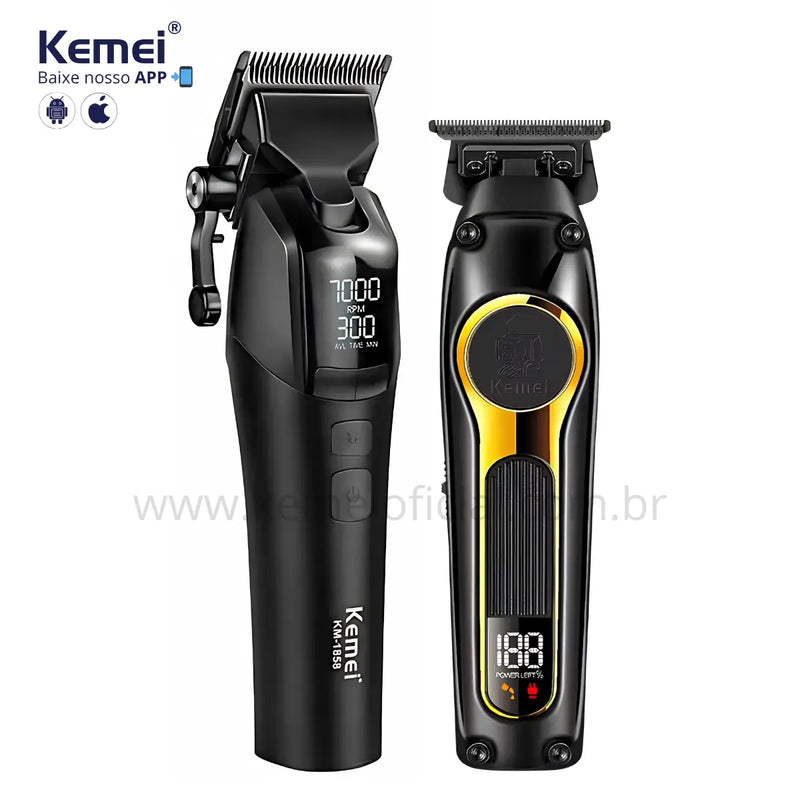 Kit Profissional Máquina de Corte 10w Km-1858 + Acabamento Km-2351 | Kemei ®