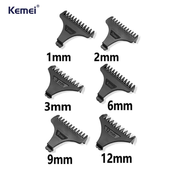 Kit com 6x Pentes 1 2 3 6 9 12mm Para Máquina Km-032 | Kemei ®