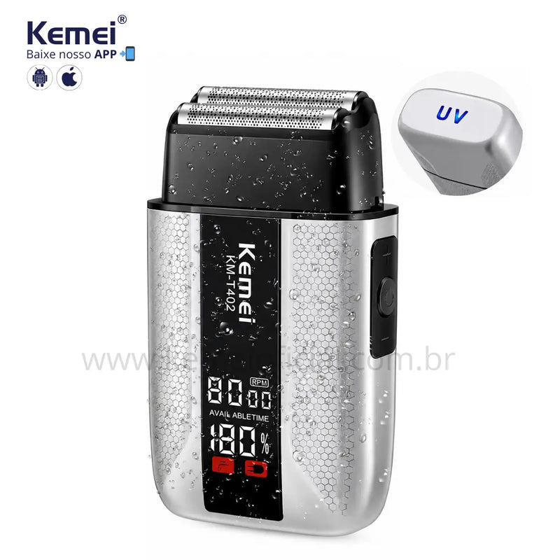 Barbeador Elétrico PRO +10.000RPM Turbo 3x velocidades Km-T402 | Kemei ®