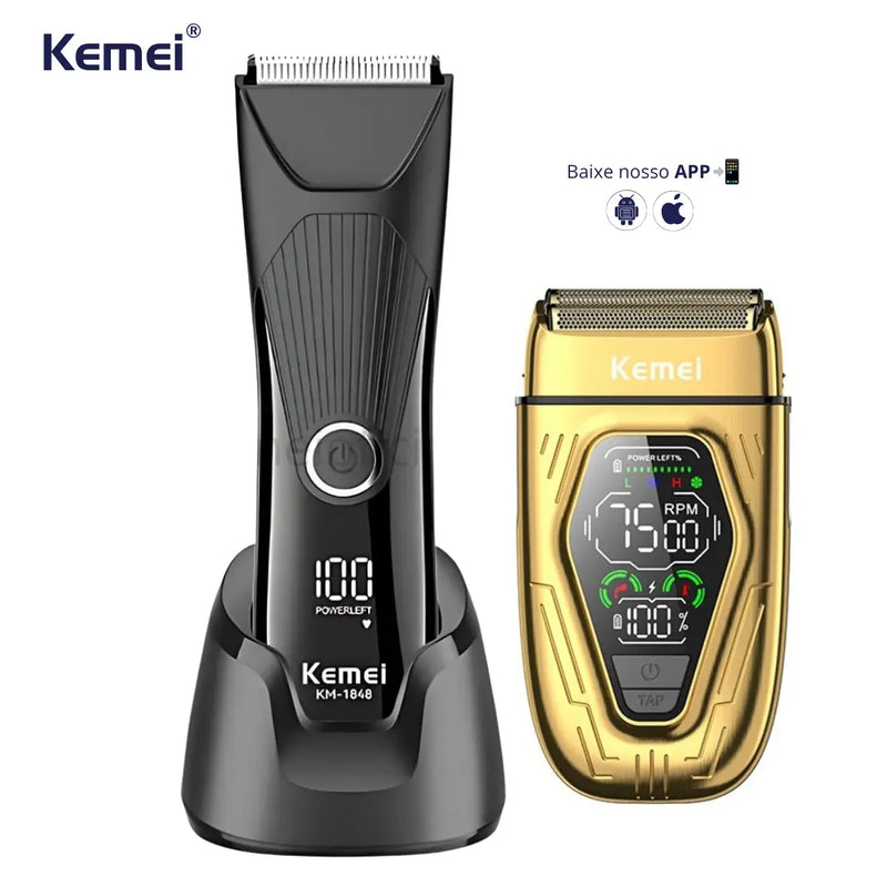 Kit Aparador Íntimo à Prova D'agua Km-1848 + Shaver Km-T360 | Kemei ®