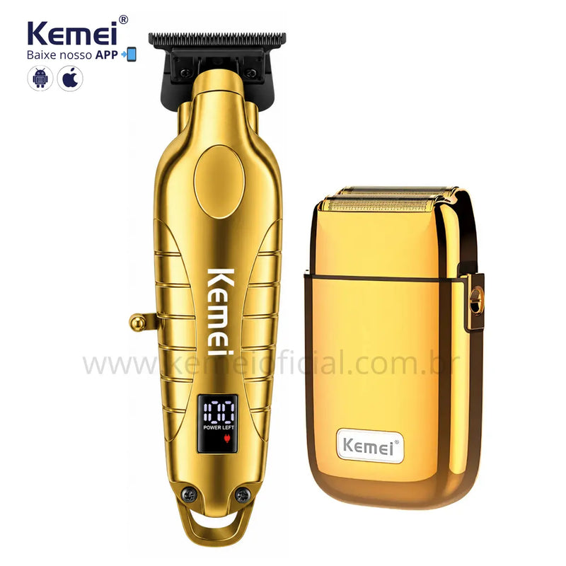 Kit Profissional Máquina de Acabamento Km-2293 + Shaver Km-TX1 | Kemei ®
