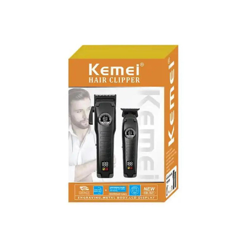 Kit Profissional Máquina de Corte + Acabamento 8w Km-1827 | Kemei ®