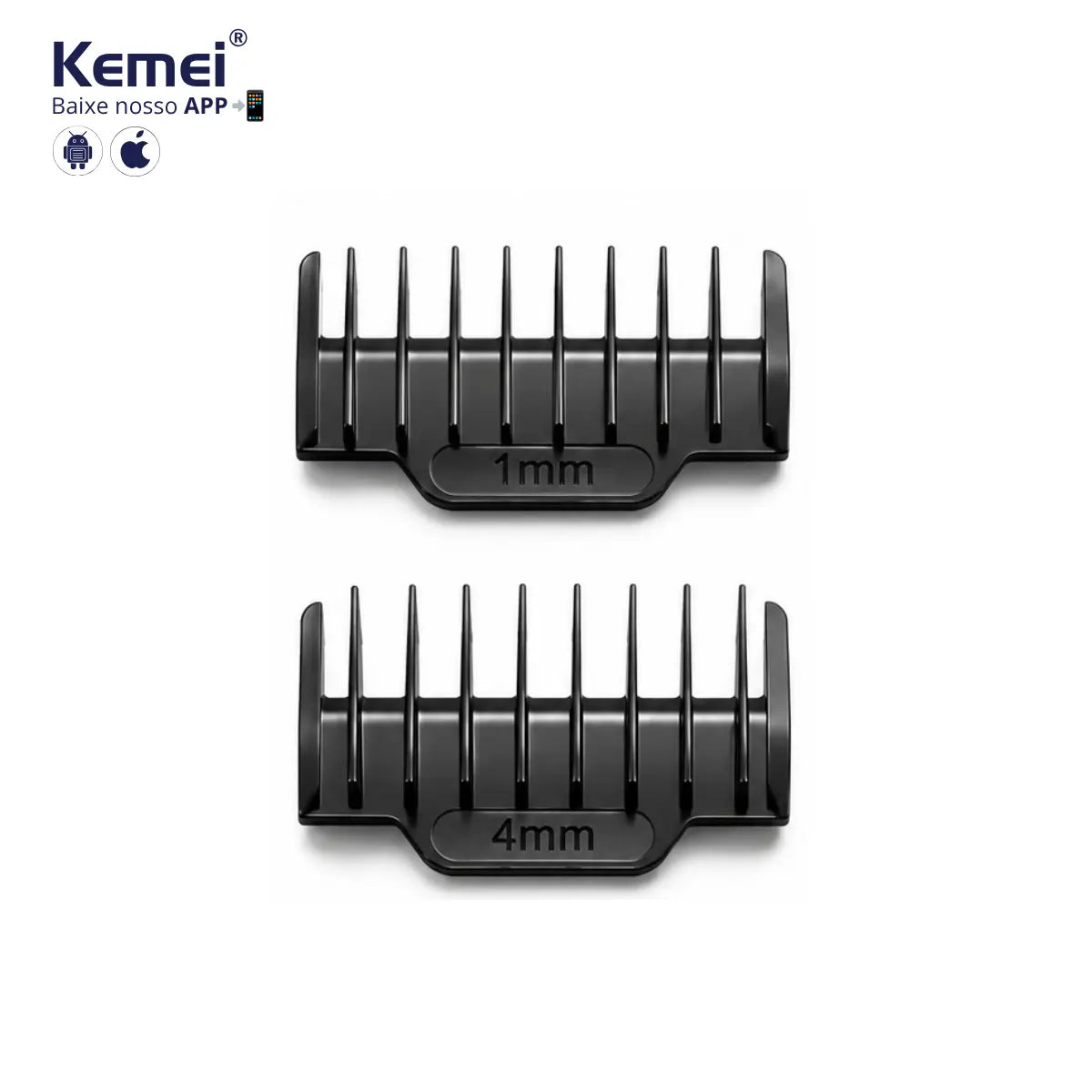 Kit 4x Pentes 1 2 4 6 mm Para Aparador de pelos KM-1910 | Kemei ®
