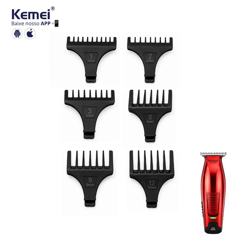 Kit com 6x Pentes 1 2 3 6 9 12mm Para Máquina Km-5026 | Kemei ®