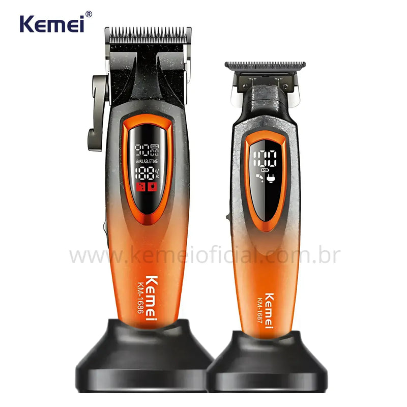 Kit Premium Corte + Acabamento com Base Km-8552 | Kemei ®