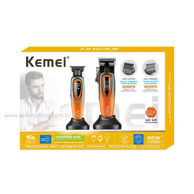 Kit Premium Corte + Acabamento com Base Km-8552 | Kemei ®