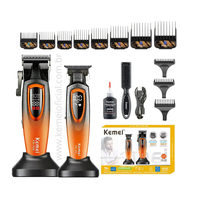 Kit Premium Corte + Acabamento com Base Km-8552 | Kemei ®