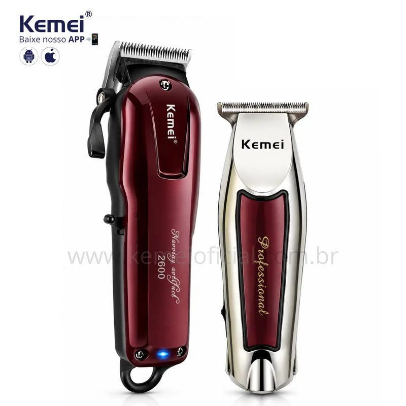Kit Profissional Máquina de Corte Km-2600 + Acabamento Km-9163 | Kemei ®