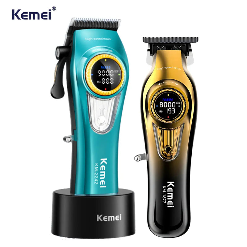 Kit Máquina de Corte 10w com Base Km-2242 + Acabamento Turbo Km-1677 | Kemei ®