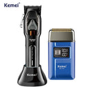 Kit Máquina de Corte com Base Km-1763 + Barbeador Elétrico Km-1112 | Kemei ®