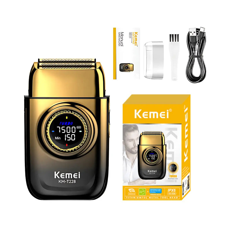 Barbeador Elétrico Turbo 7.500RPM 3x velocidades Km-T228 | Kemei ®