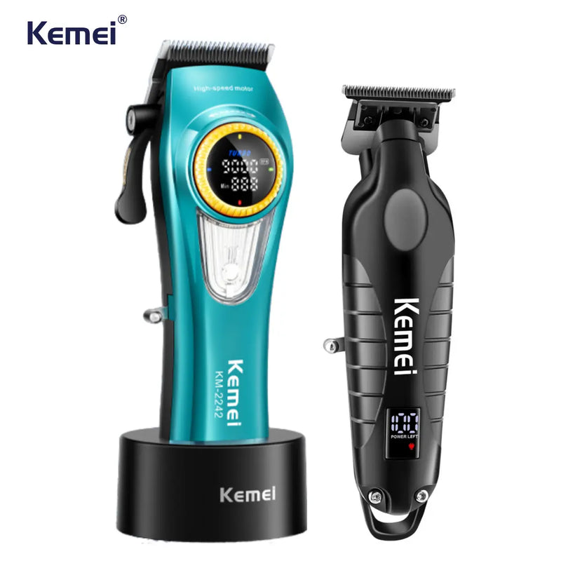 Kit Máquina de Corte 10w com Base Km-2242 + Acabamento 0Gap Km-2293 | Kemei ®