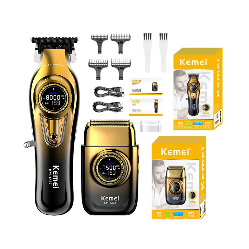 Máquina de Acabamento Turbo Km-1677 + Shaver 7.500RPM Km-T228 | Kemei ®