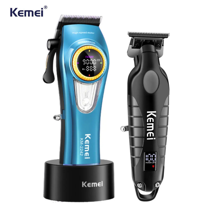 Kit Máquina de Corte 10w com Base Km-2242 + Acabamento 0Gap Km-2293 | Kemei ®