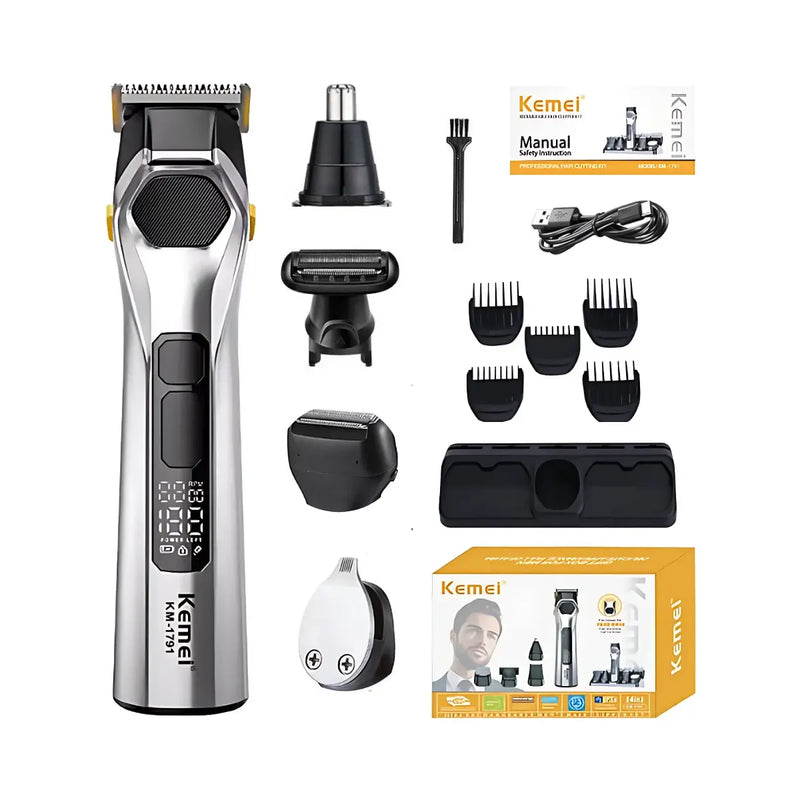 Aparador de Pelos 14 em 1 Proteção IPX6 Profissional Km-1791 | Kemei ®