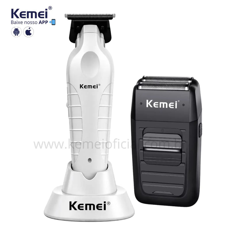 Kit Máquina de Acabamento com Base Km-2299 + Shaver Km-1102 | Kemei ®