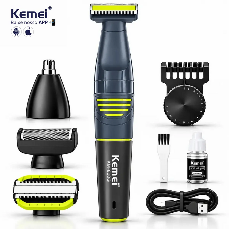 Aparador de Pelos 5 em 1 Profissional IPX5 Km-800G | Kemei ®