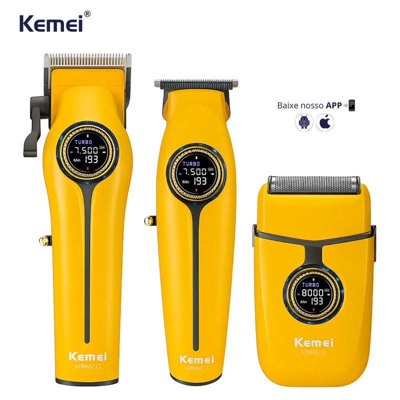 Kit Profissional Máquina de Corte + Acabamento + Shaver Km-8566 | Kemei ®